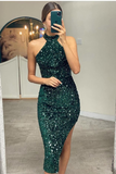 Elegant Halter Mermaid Prom Sequins Dress Online HZ1023