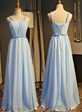 Light Blue Chiffon New Style Floor Length Party Dress, Blue Prom Dress HZ1023