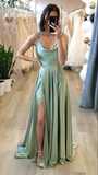 Slit Sage Green Bridesmaid Dress HZ1023