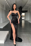 Black Spaghetti-Straps Mermaid Prom Dress With Slit HZ1023