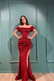 Burgundy Split Mermaid Prom Dress With Detachable Ruffles HZ1023