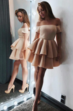 Chic Off Shoulder Mini Short Prom Dress, Cocktail Dress, Homecoming Dresses HZ1023