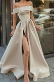 Off-the-Shoulder Prom Dress With Split HZ1023