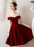 Lovely Sweetheart Wine Red Velvet Short Party Dress, Dark Red Velvet Prom Dress Homecoming Dress HZ1023
