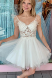 Princess White A-line Appliques Short Party Dress HZ1023