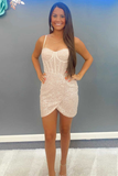 Sequin Faux-Wrap Mini Homecoming Dress HZ1023