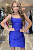 Sparkles Tight Royal Blue Short Homecoming Dress HZ1023