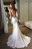 Scoop Chiffon Wedding Dresses Mermaid With Applique Court Train HZ1023