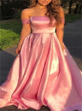 Off the Shoulder A Line Backless Prom Dress HZ1023