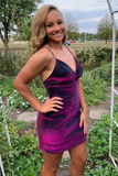 Spaghetti Straps Purple Bodycon Homecoming Dress HZ1023