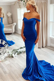 Royal Blue Off-The-Shoulder Mermaid Prom Dress HZ1023