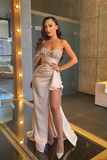 One Shoulder Beadings Mermaid Prom Dress Side Slit HZ1023