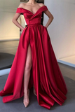 Off-the-Shoulder Long Split Prom Dress HZ1023