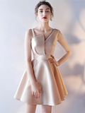 Cute Satin One Shoulder Knee Length Party Dress, A-Line Homecoming Dress HZ1023