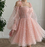 Pink evening dress, party dress homecoming dress HZ1023