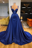 Straps Long Overskirt Prom Dress Royal Blue HZ1023