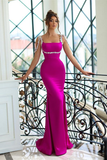 Straps Long Mermaid Prom Dress With Crystals HZ1023