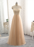 Beautiful Champagne Sweetheart Long Junior Prom Dress, Cute Long Dress HZ1023