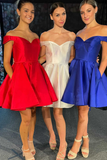 Off-the-Shoulder A-Line Short Cocktail Dress with Pockets HZ1023