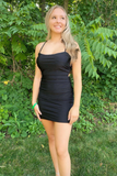 Black Lace-Up Short Homecoming Dress HZ1023