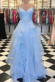 V-neck Long Prom Dress With Applique, Popular Tulle Evening Dress ,Fashion Winter Formal Dress HZ1023