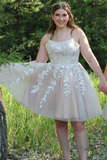 A-Line Ivory Appliques Lace-Up Short Homecoming Gown HZ1023