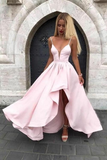Spaghetti Straps Pink Prom Gown with Irregular Skirt,Prom Dress HZ1023
