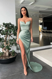 Spaghetti-Straps Mermaid Prom Dress With Slit HZ1023