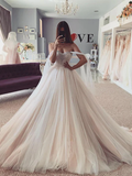 Ball Gown Sweetheart Tulle Beading Sleeveless Court Train Wedding Dresses HZ1023