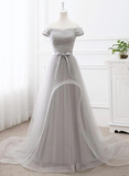 Grey Tulle Party Dress Tulle Long Formal Gown New Long Grey Gown HZ1023