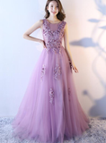 Beautiful Light Purple Tulle Long Gown, Tulle Formal Dress HZ1023