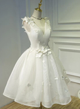 Lovely White Short Graduation Party Dress, Prom Dresses HZ1023