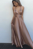 Spaghetti-Straps V-Neck Prom Dress HZ1023