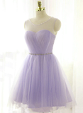 Cute Lavender Homecoming Dress With Belt, Lovely Short Prom Dress HZ1023