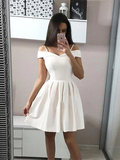 Short Formal Dresses, Off Shoulder White Graduation Dresses/Homecoming Dresses HZ1023