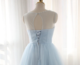 Simple Light Blue Short Tulle Homecoming Dresses,Cheap Homecoming Dress,Elegant Cocktail Dresses,Charming Graduation Dresses HZ1023