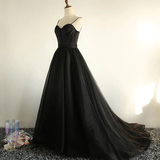 Charming Black Long Party Gowns, Black Evening Prom Dress HZ1023