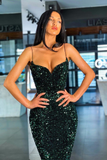Dark Green Sequins Prom Dress Mermaid HZ1023