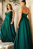 Elegant V-Neck Spaghetti-Straps Mermaid Prom Dress With Split HZ1023