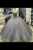 New Arrival Quinceanera Dresses Scoop Tulle With Applique Floor Length Ball Gown HZ1023