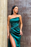 Modern Dark Green Starpless Mermaid Long Prom Dress With Split HZ1023