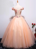 Gorgeous Light Pink Cap Sleeves Embroidery Long Formal Gown, Beautiful Sweet 16 Gowns HZ1023