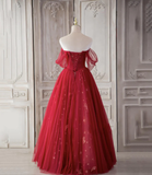Red Sweetheart Tulle Long Beautiful Prom Dresses, Wine Red Party Dresses Evening Gown HZ1023
