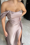 One-Shoulder Strapless Long Mermaid Prom Dress With Split HZ1023