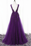 Beautiful Purple Tulle A-Line Party Dress, Long Bridesmaid Dress HZ1023