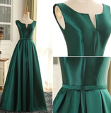 Beautiful Green Satin Long Simple Party Dress, Green Prom Dress HZ1023