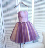 Cute Purple Sweetheart Tulle Pretty Homecoming Dresses, Short Prom Dress HZ1023