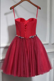 Cute Red Tulle Sweetheart Homecoming Dress, Red Party Dress HZ1023
