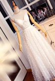 Elegant White Straps Floral Long Prom Dress Party Dress HZ1023