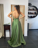 Spaghetti-Straps Prom Dress Long With Pocket HZ1023